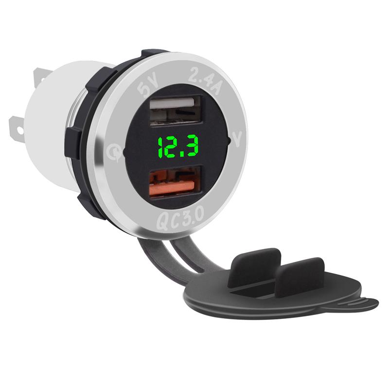 LMoDri Car Quick Charger QC 3.0 Power Adapter Dual USB Vehicle DC 12 V-24V Cigarette Socket Lighter 2 Porf For iPhone