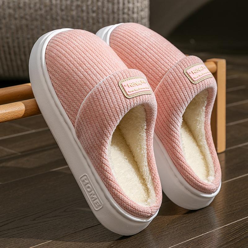 Cotton Slippers Home Autumn and Winter Thick-soled Non-slip Cotton Mop Velvet Warm Wool Slippers Couple Shoes