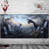 Large Outdoor Skeleton Cemetery Backdrop Curtain, Festival Photo Booth propsDJH