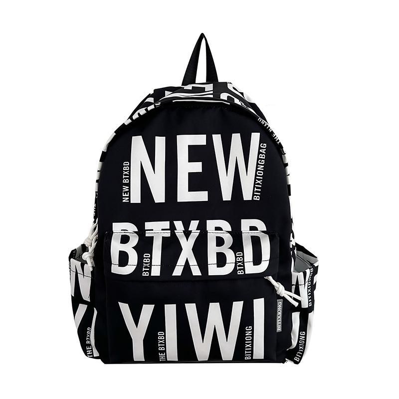

Студенческий рюкзак с напечатанными буквами, большой емкости, женский, цветной, для учеников младших классов средней школы, школьный портфель для кампуса чёрный