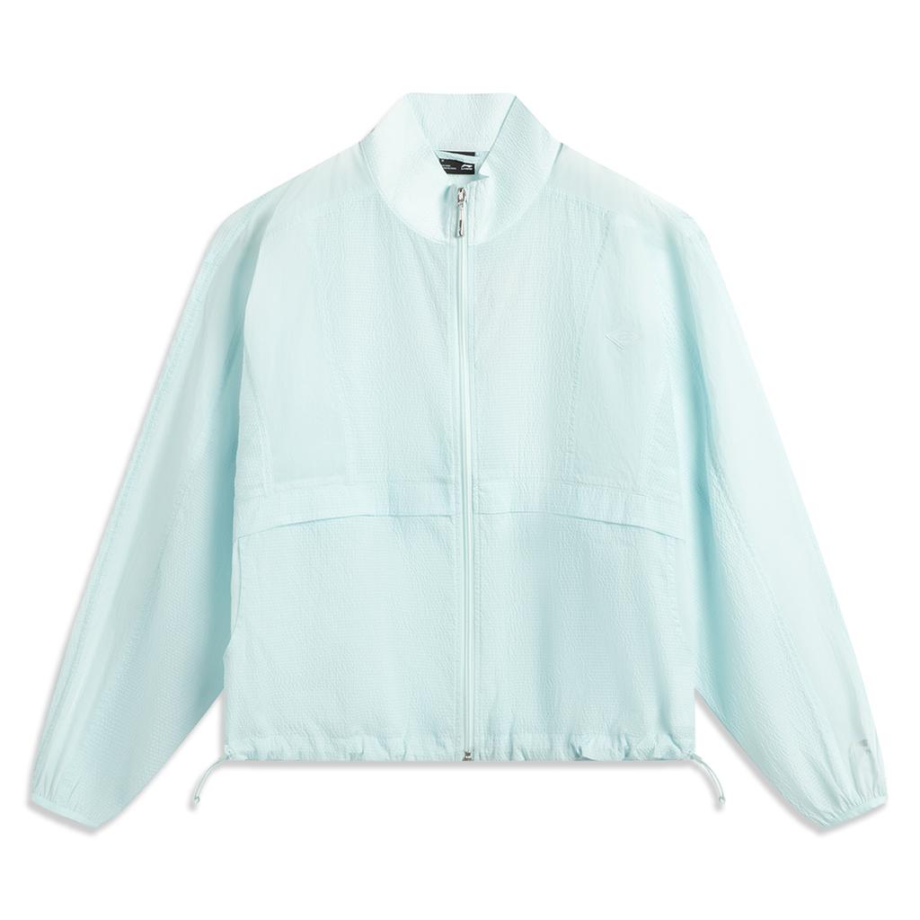 Li Ning Sports Lifestyle Series Solid Color Zipper Stand Collar Comfortable Breathable Versatile Windbreaker Women outerwear Light-Sky-Blue AFDV992-2
