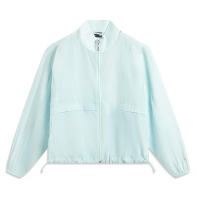 Li Ning Sports Lifestyle Series Solid Color Zipper Stand Collar Comfortable Breathable Versatile Windbreaker Women Outerwear Light-Sky-Blue AFDV992-2