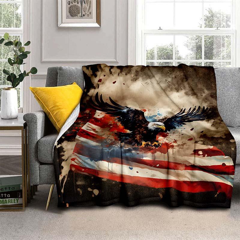 Flying Eagle Art Flannel Throw - Lightweight Digital Print Fleece, Soft & Warm for Sofa/Bed/Travel/Office, Home Decor