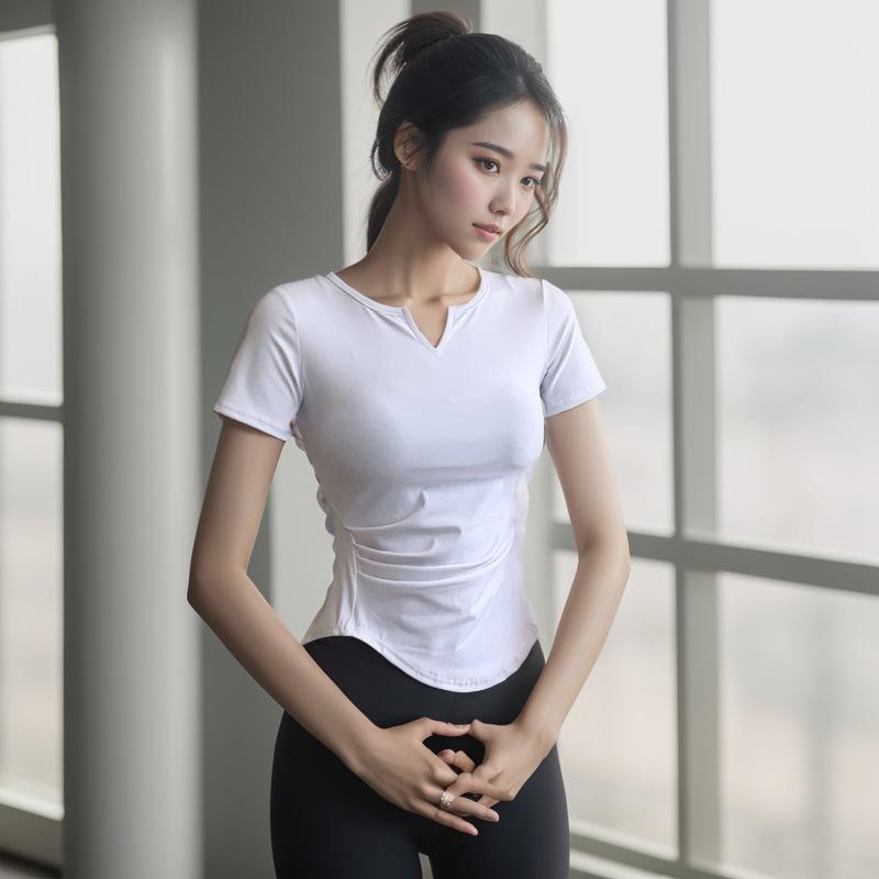 

Женские беговые топы с V-образным вырезом, быстросохнущие - Приталенные, повседневные спортивные и для йоги XL (60-65 kg)