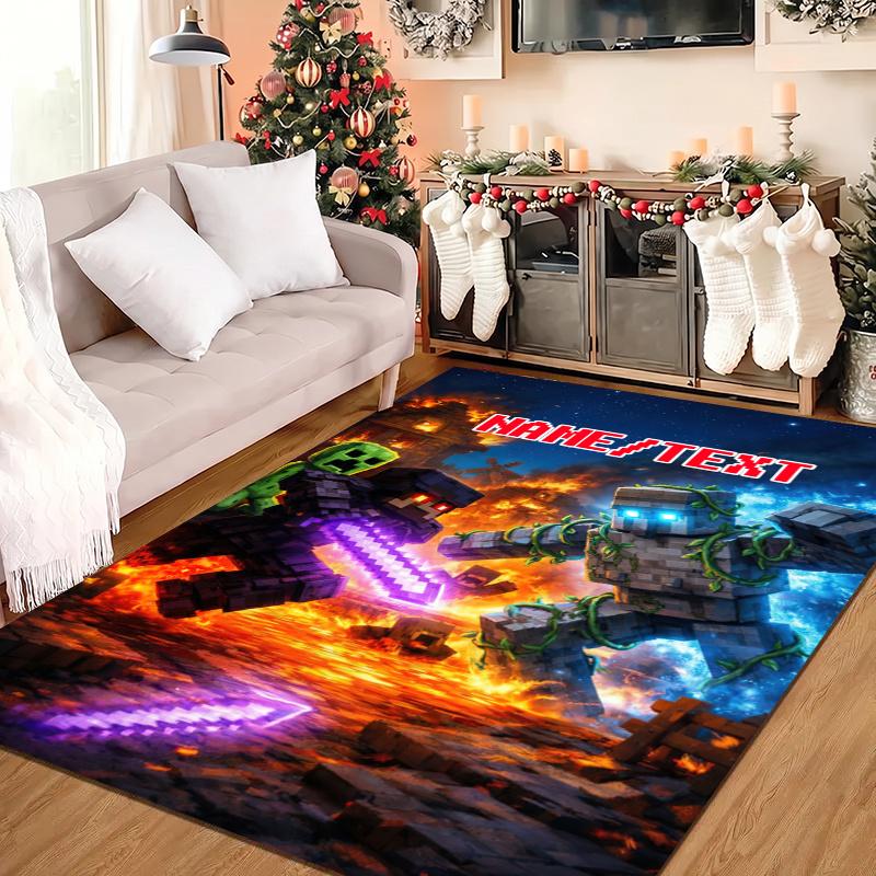 Custom name/text Minecraft Zombie Carpets Suitable Room Office Bedroom Door Mats Birthday Gifts Holiday Gifts Carpet Home Suitable Home Decor