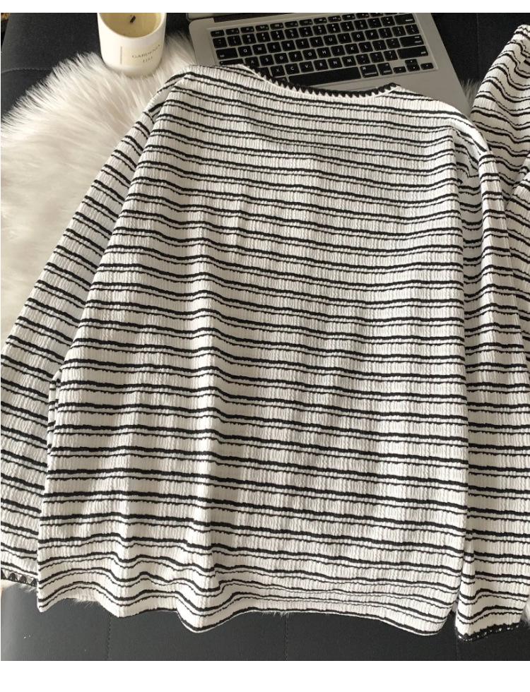 Korean Pink Striped Women's Pajama Set - Spring/Autumn 2026, Sweet Long Sleeve Cardigan Loungewear