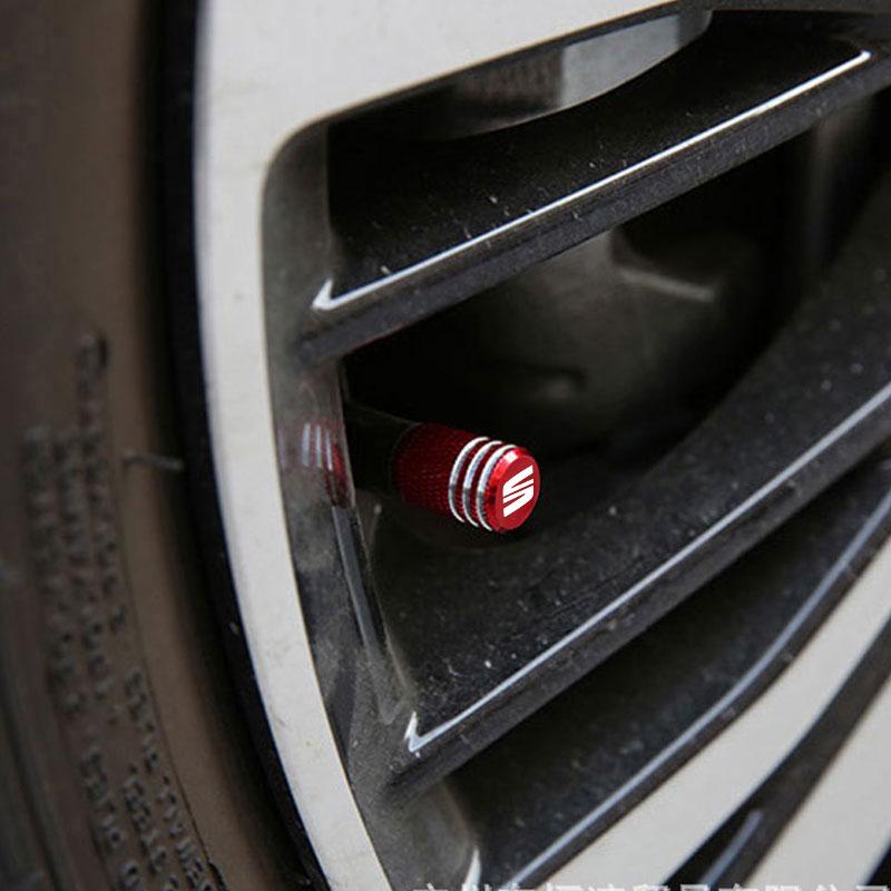 Qbmjg3 Car Wheel Tire Valve Caps Tyre Stem Covers Airdust Waterproof For Seat Leon 5f Ibiza 6l 6j Leon 1p Cushion Altea Xl Leon Mk