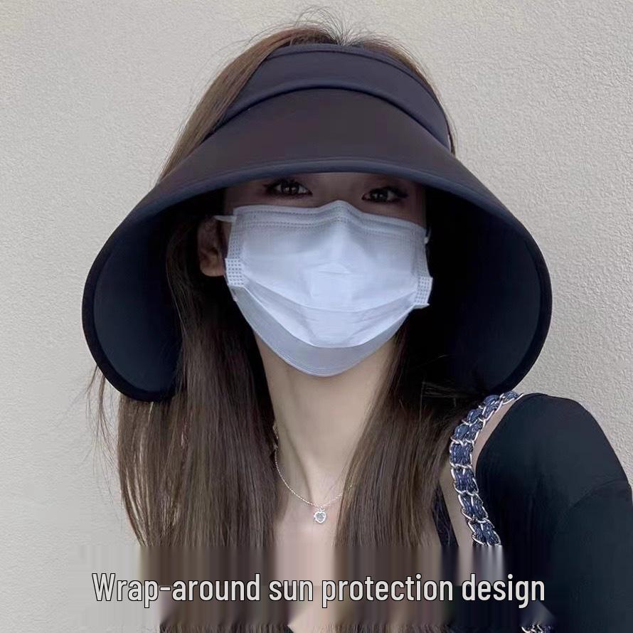 

Wide Brim Topless Sun Hat for Women - 2023 Anti-UV Summer Shade Hat for Large Head Circumference Adjustable чорний