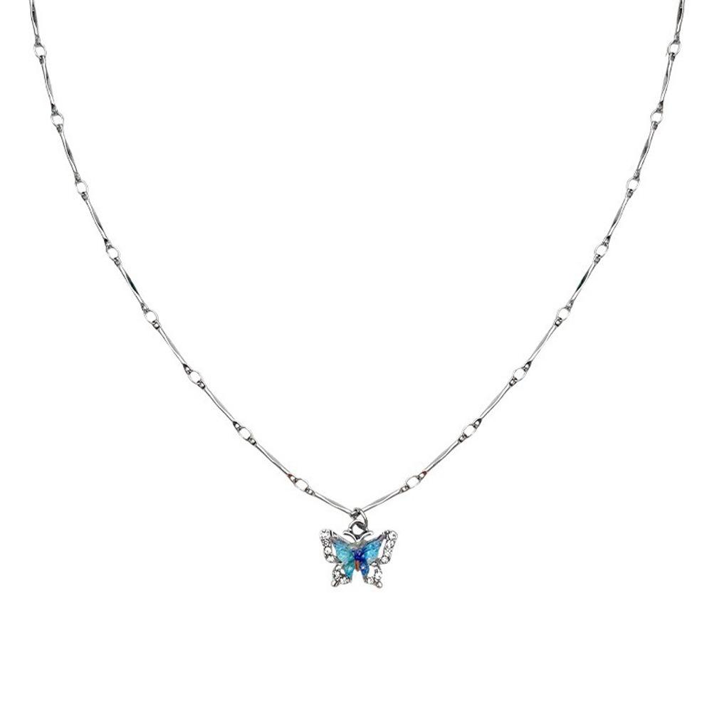 

Crystal Double-layer Necklaces Sweet Clavicle Chain New Butterfly Zircon Necklace Women Jewelry Butterfly