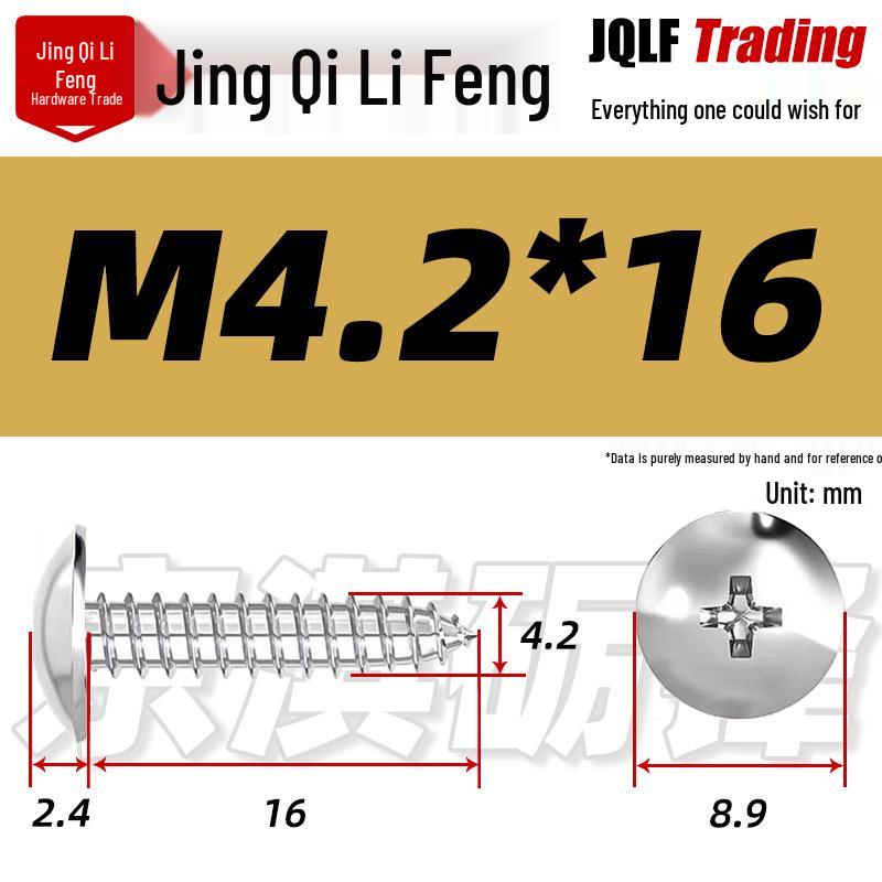 Flat Head Phillips Stainless Steel Self-Tapping Screw M3-M5 for Furniture and Wood.