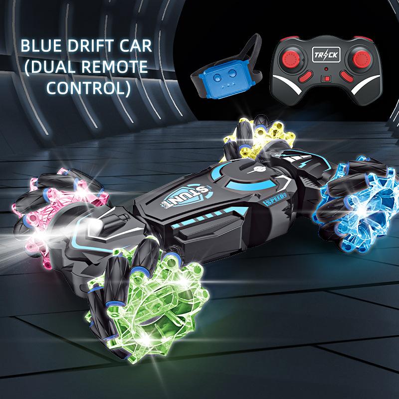 4WD RC Stunt Car, 2.4G Wireless Remote Control Cars with RC Watch Gesture Sensor LED Rotation Drift, Gift Electronic Toy for Kids Boys