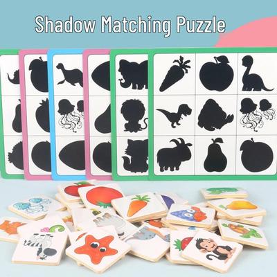 Montessori Shadows Matching Game: Educational Wooden Puzzle for Kids Ages 3-6
