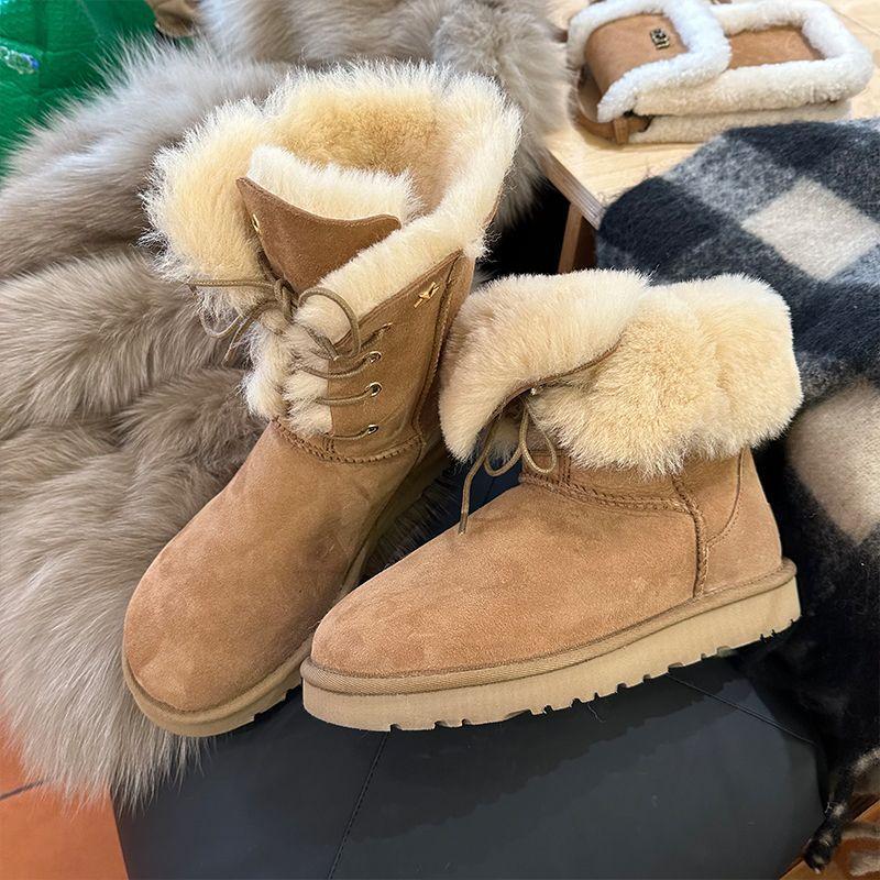 Women's padded thickened warm non-tired feet thick soles heightened comfortable waterproof non-slip casual Martin snow boots cotton shoes