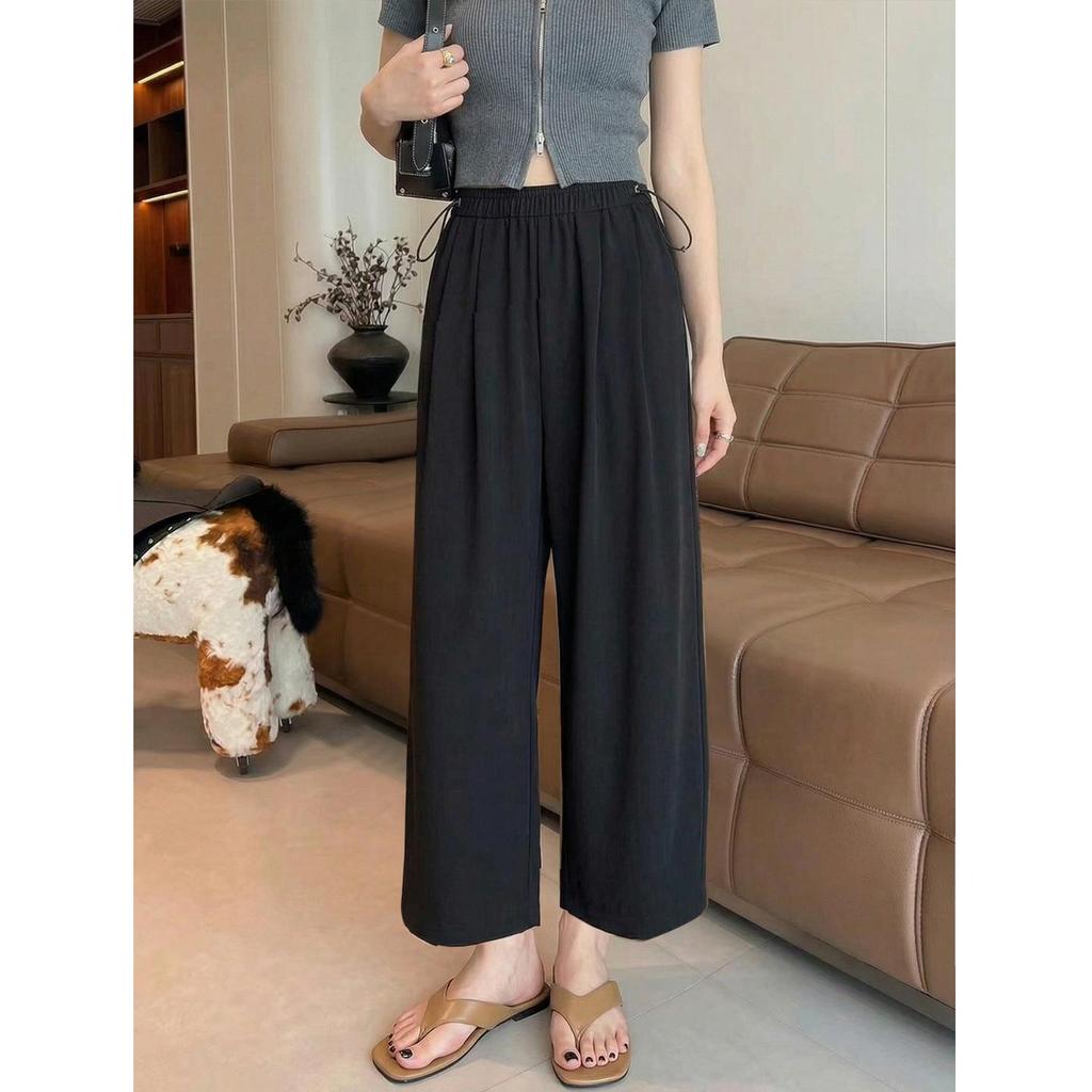 Summer 2026 Maternity Wide Leg Pants - Comfortable, Casual, Slimming, Floor-Length Drawstring Style.