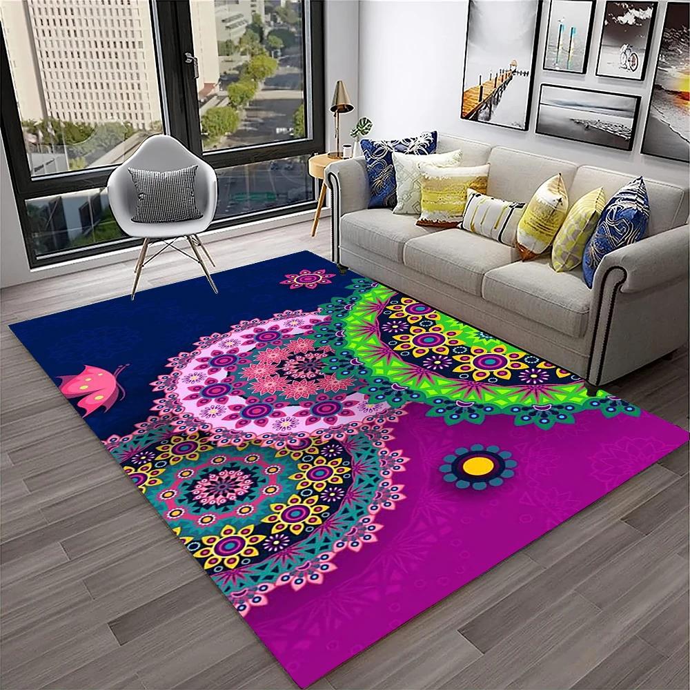 3D Mandala Bohemia Geometric Carpet Rug for Home Living Room Bedroom Sofa Kitchen Doormat Decor,Kid Area Rug Non-slip Floor Mat