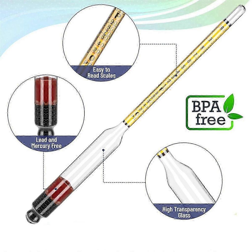 4Pcs Hydrometer Alcohol, Alcohol Meter for Distilling Alcohol 0-200 Proof & 0-100 Tralle, Specific Hydrometer hwyno.332