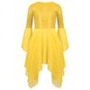 Girls Liturgical Dance Dress Shiny Sequins Patchwork Round Neck Flared Sleeve Asymmetrical Hem Performance Tunic