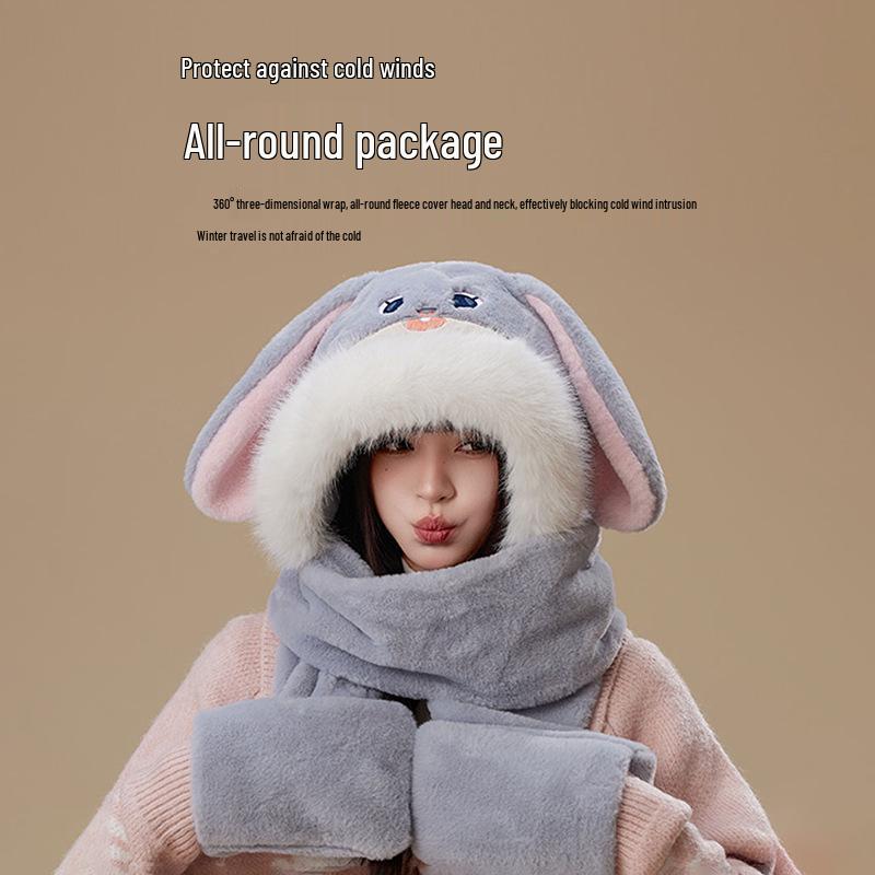 Zootopia Judy Rabbit Winter Warm 3-Piece Set: Plush Hat, Scarf, and Gloves