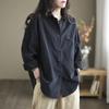 Coat for Women Cotton Oversize Shirt Jacket Solid Color Button Loose Casual Tops Casual Blouse Jacket