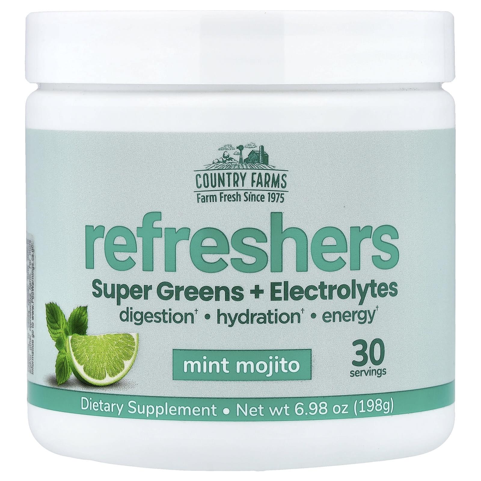 

Country Farms, Refreshers, Super Greens + Electrolytes, Mint Mojito, 6.98 oz (198 g)