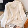 3D Floral Wool Sweater - Plus Size, Long Sleeve, Autumn/Winter Knitwear, Age-Reducing, Loose Fit, Women's Top.