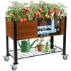 Raised Garden Bed with Legs and Wheels Self-Watering Planter Box 36x16x30 In Elevated Raised Bed with Drainage Hole Built To Wi