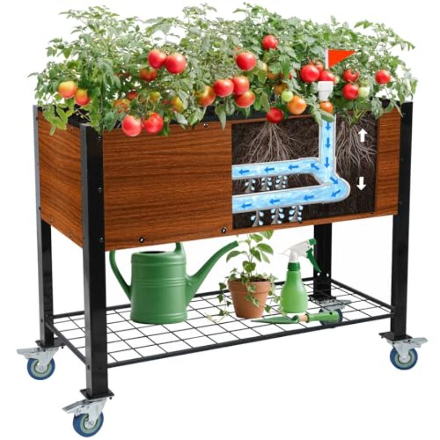 

Raised Garden Bed with Legs and Wheels Self-Watering Planter Box 36x16x30 in Elevated Raised Bed with Drainage Hole Built to Wi United States