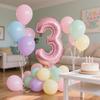 40inch Pink Number Foil Balloons Set Happy Birthday Party Decorations Kids Girl 1-9 Year Old Macaron Colored Balloon