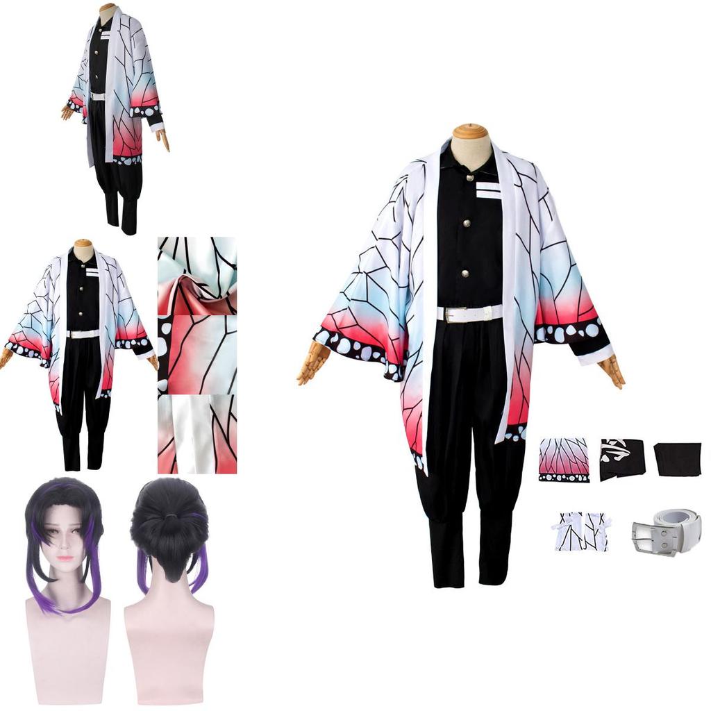 Utsökt Demon Slayer Kimetsu No Yaiba Kochou Shinobu Cosplay-kostym Morgonrockar för fester