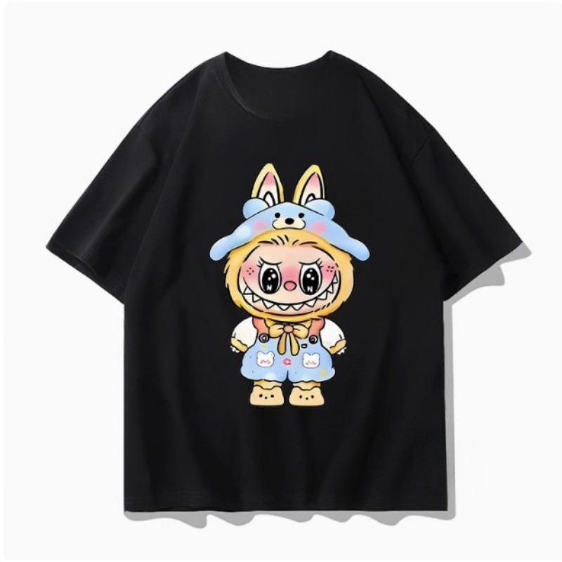 LABUBU Collaboration Short-sleeved T-shirt for Men in Summer, Labubu Doll Accessories, Loose and Versatile Clothes, Half-sleeved