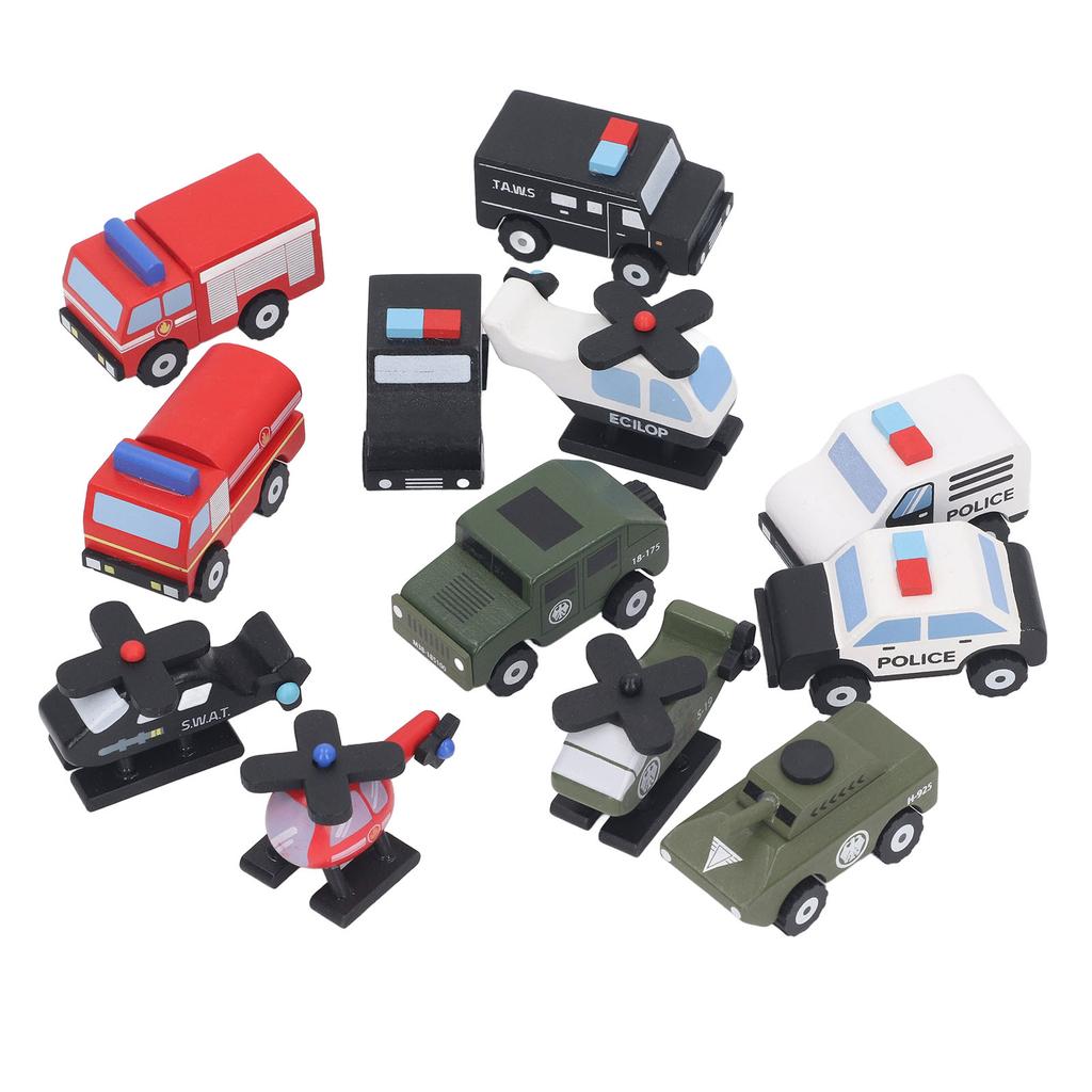 Miniature Toy Cars Plane Set Simulation Policed Car Series Wood Realistic Model Decoration Early