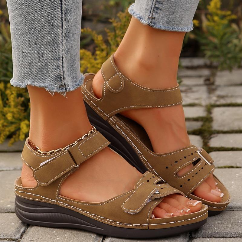 Women's Plus Size Roman Sandals Velcro Fish-Mouth Casual Outdoor Shoes