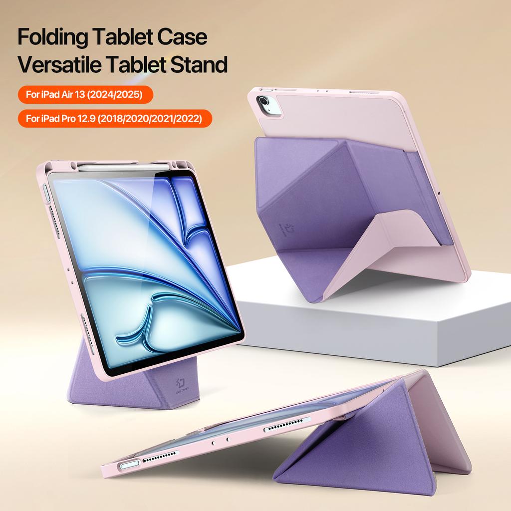 DUX DUCIS Vers Series Pouzdro na tablet pro iPad Air 13 (2025)/(2024)/iPad Pro 12.9 (2022)/(2021)/(2020)/(2018) Kožený obal s opěrkou