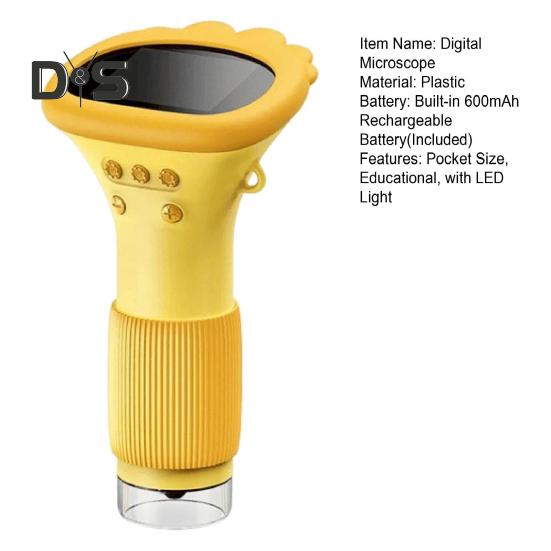 Kids Digital Microscope 1000X Mini Portable Pocket Microscope Camera with 2-Inch IPS Screen Built-in 8 LEDs Educational Science Experiment Magnifying