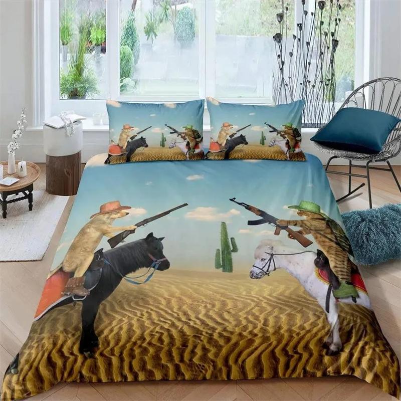 Western Cowboy Duvet Cover Set Vintage Farmhouse Bedding Set for Kids Boys Teens Queen Size Soft 2/3pcs Polyester Quilt Cover