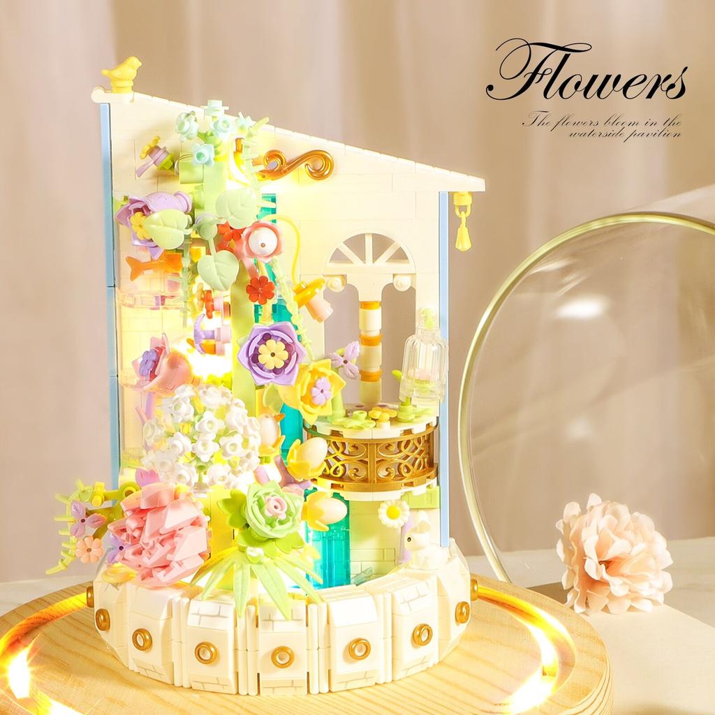 Creative Flower Construction Blocks Toys Small Blocks Toys For Girls Birthday Gifts Kids Blocks Plaything Home Decoration