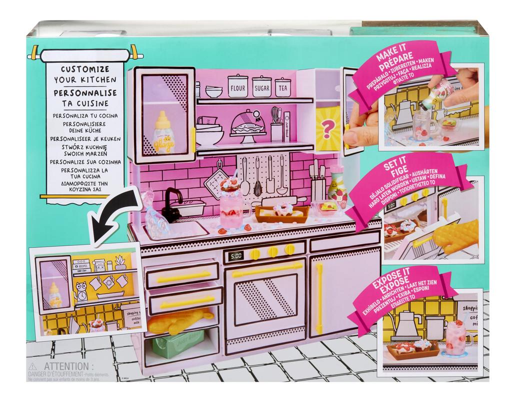 MGA Mini Verse Mini Kitchen Kitchen Playset with UV Resin Mystery Mini Oven Mitt Ages Light, Collectible, DIY, Play, Exclusive, Recipe, (Not Edible),