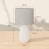 Retro Table Lamp, Ceramic Base, Linen Shade, 40W, White and Beige