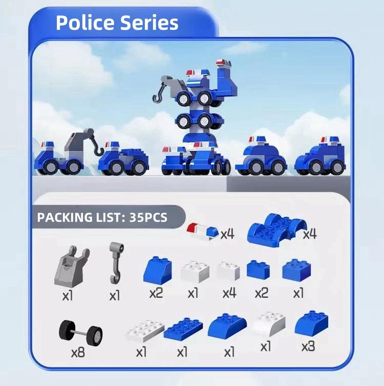 Non-Toxic 35/40/42Pcs Large Particle Building Blocks Car Engineering Traffic Vehicle Excavator Assemble Education Children Toy Diy Bricks