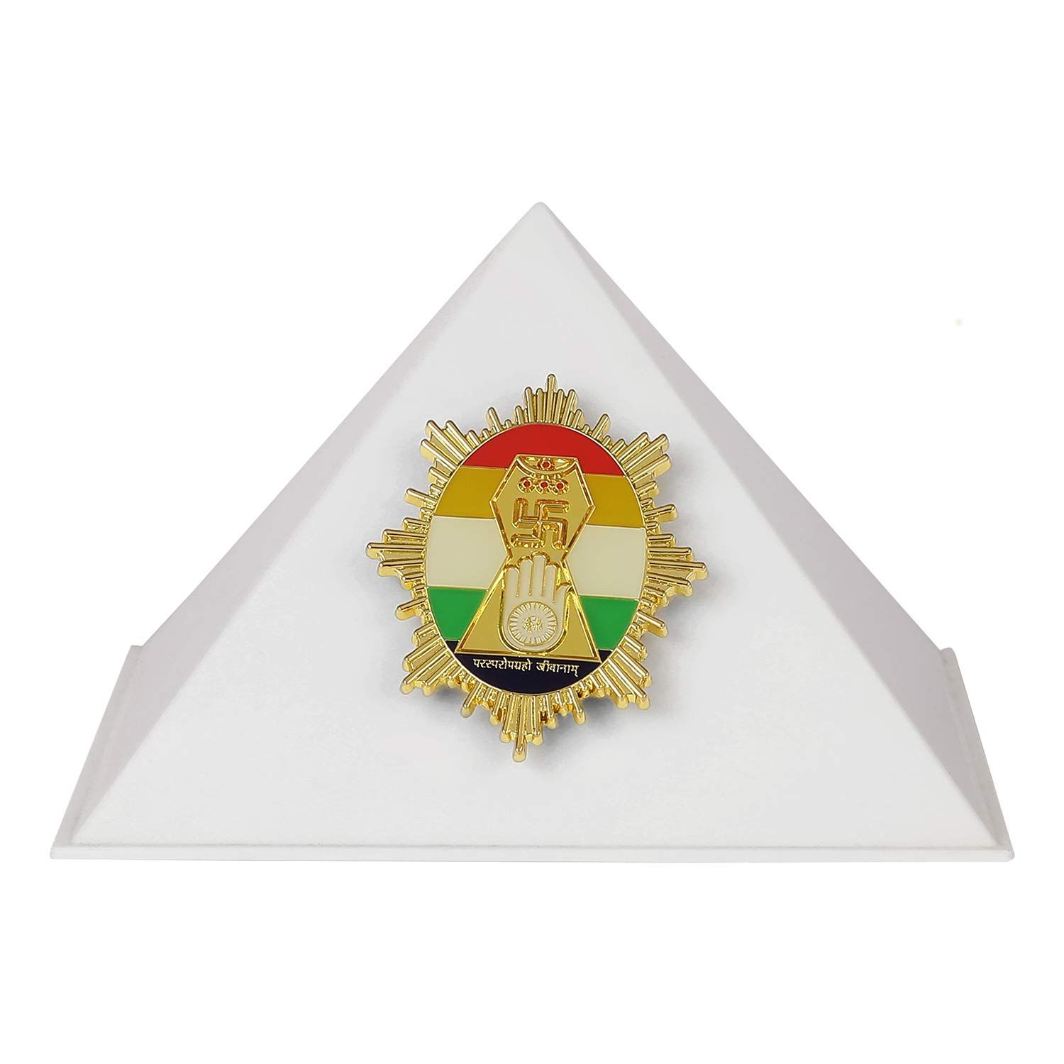 Vastu Pyramid Yantra for Positive Energy, Good Luck & Prosperity | Embossed Metal Feng Shui Pyramid for Home, Office & Gift