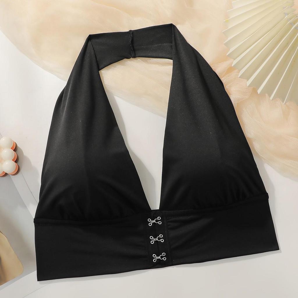 Plus Size European/American Halter Neck Backless Bra with Front Buckle