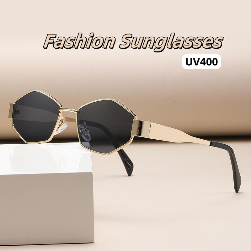 Happy Adults Toys Women's New Fashion Polygonal Sunglasses Metal Frame Eyeglasses Fashion Street Shooting Trend Hundred Uv400 Shades Eyewear