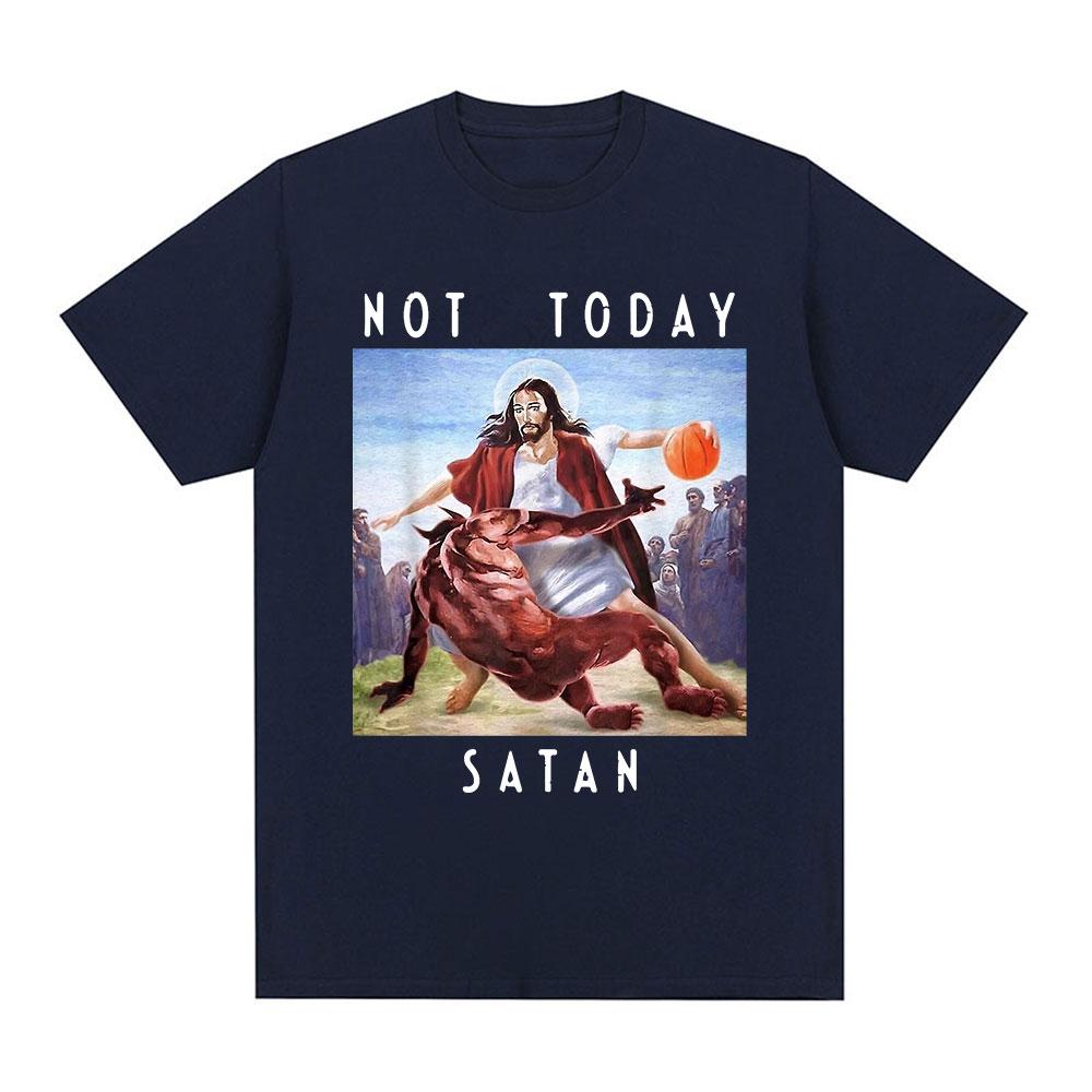 Not Today Satan Jesus Vs Satan in T Shirt Harajuku Casual T-shirt Men's Women's Fashion Cotton Summer T Shirts Streetwear Tops