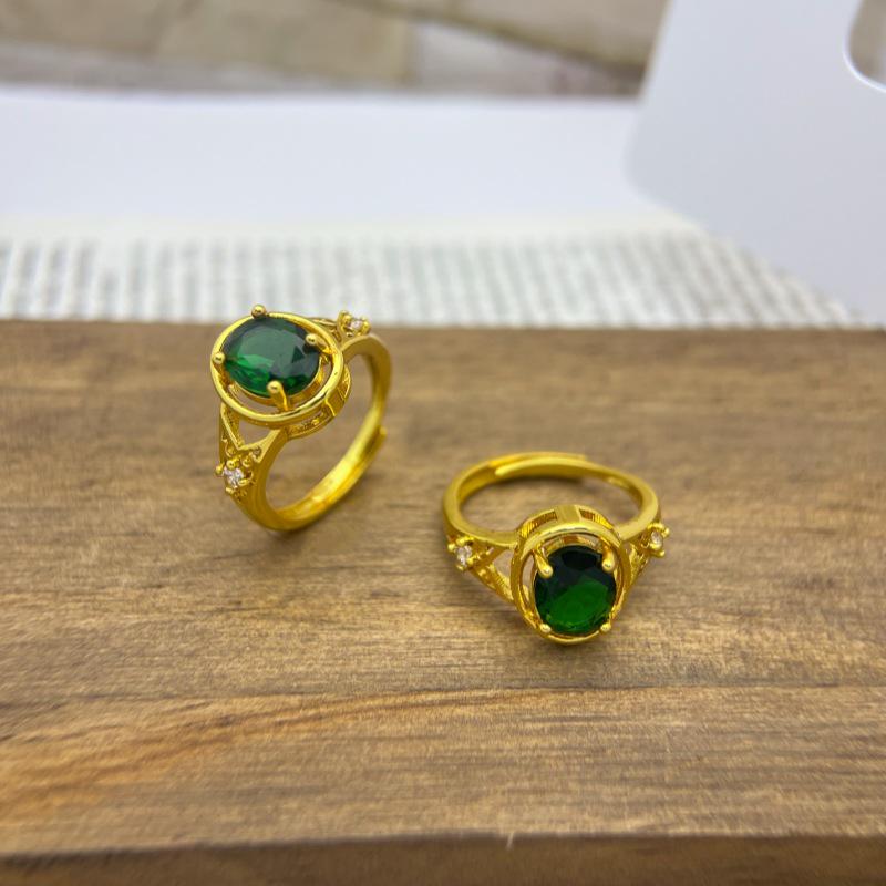 Ancient Vietnamese Gold-Plated Tourmaline Zirconia Ring for Women