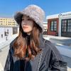 Umělá kožešina Plyšová čepice Bucket Klobouk Furry Panama čepice Outdoor Fisherman Cap Women