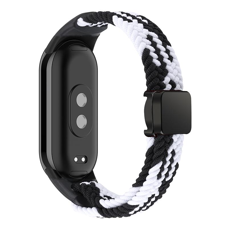 

Magnetic Braided Nylon Strap for Xiaomi Smart Band 9 NFC/9/8 NFC/8 Replacement Watch Band Black/White