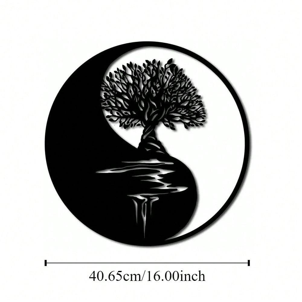 Metal Wall Art Tree of Life Yin Yang 3D Silhouette Home Decor Iron Sculpture
