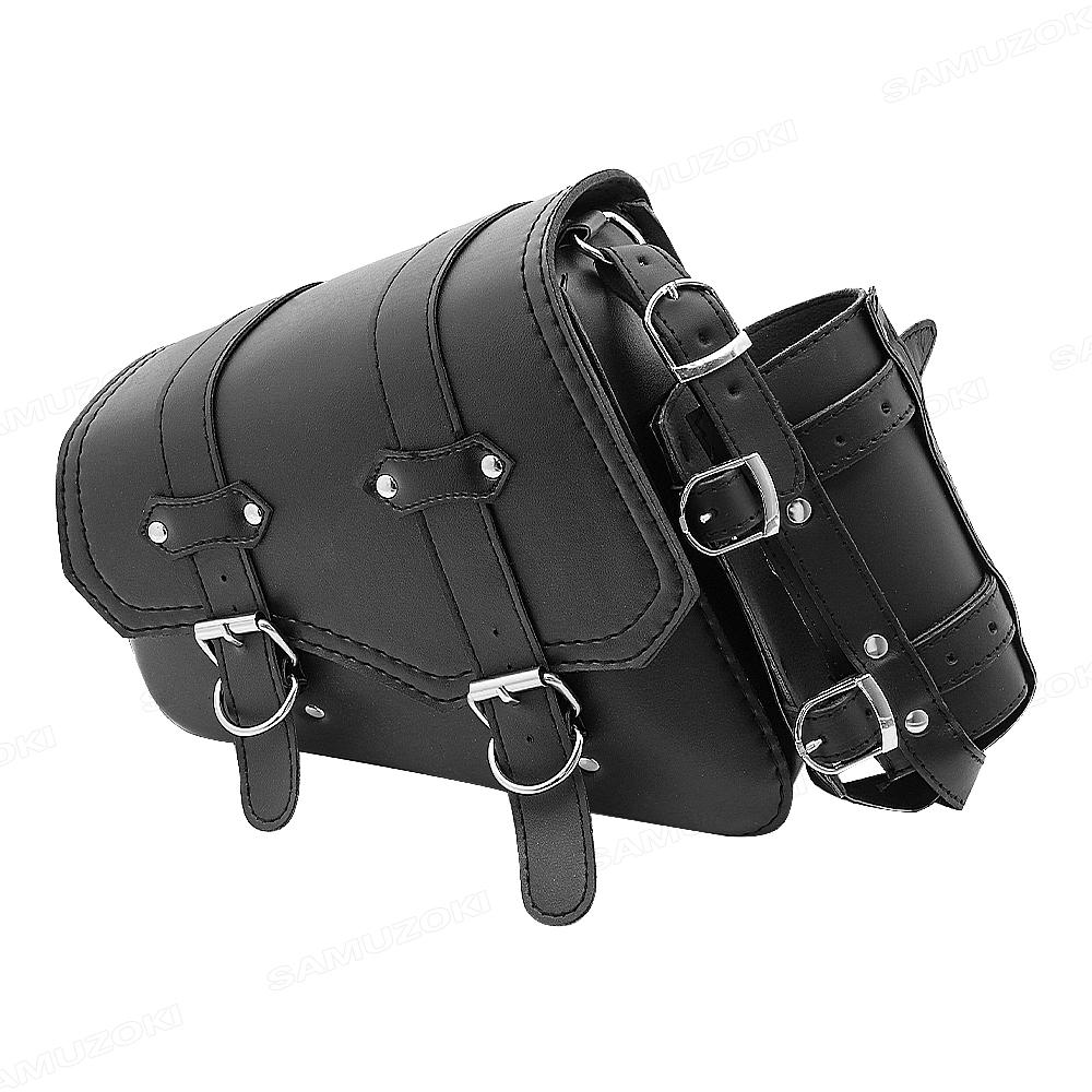 Motorcycle PU Leather Side Saddle Bags L+R Fit for Harley Sportster XL 883 1200 Chopper Cruiser Cafe Racer Softail Bobber