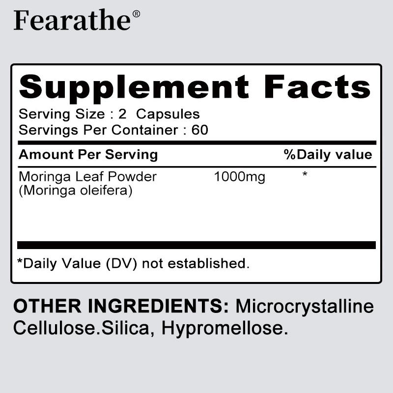 Polvere di Foglie di Moringa 120 Capsule Integratore Alimentare