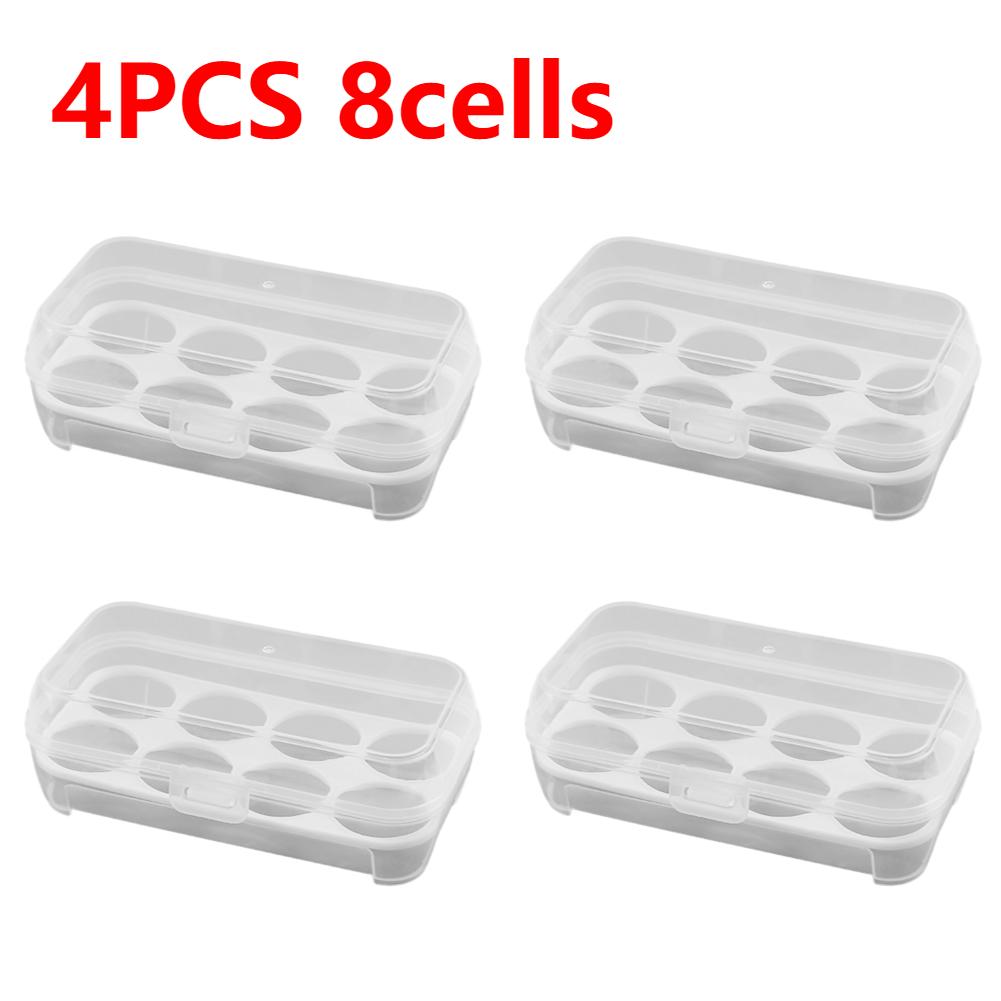 3/4/8 Grid Egg Holder Plastic Egg Protector Tray Portable Eggs Carrier Container Case for Refrigerator Camping Picnic Hiking